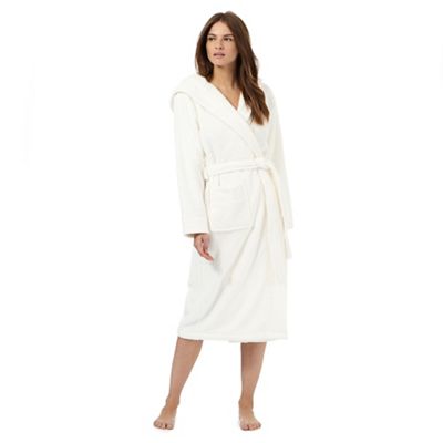 Cream hooded dressing gown